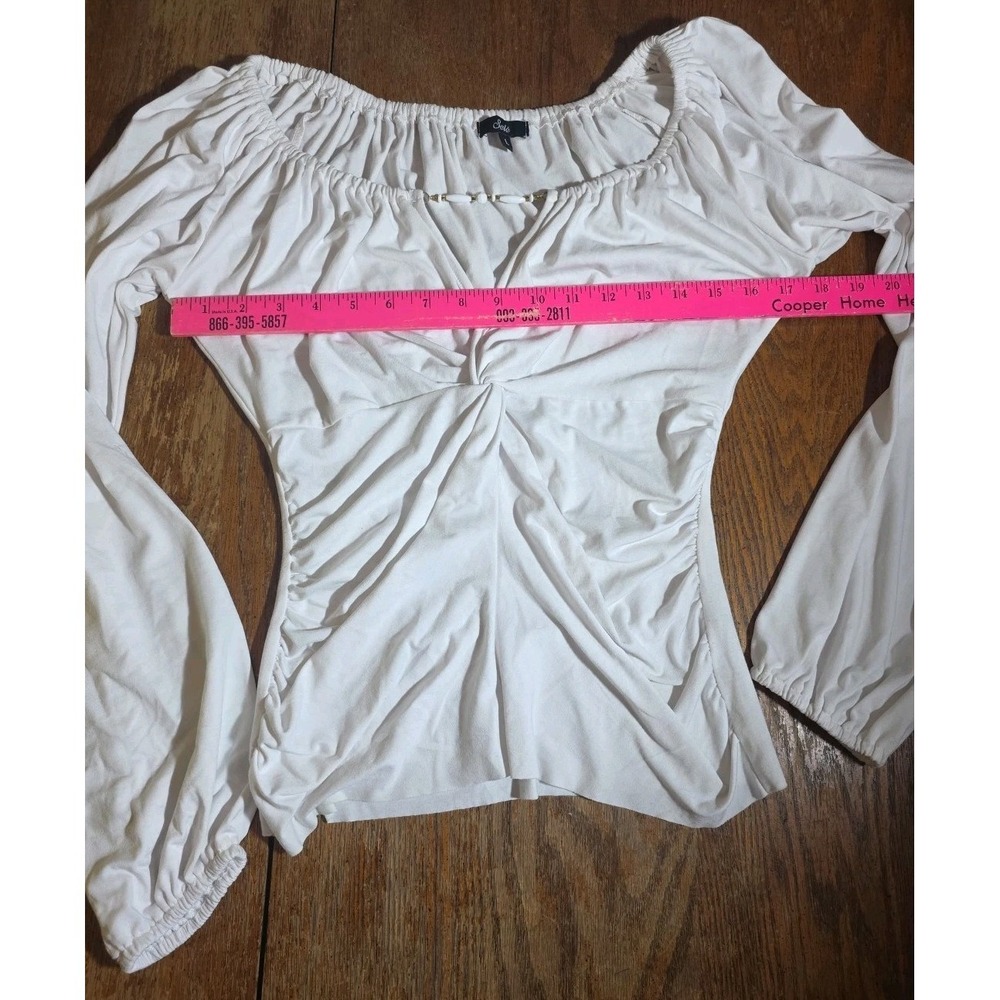 Vintage y2k White fairy coquette grunge whimsy goth babydoll ruched top L Sele - Picture 6 of 9